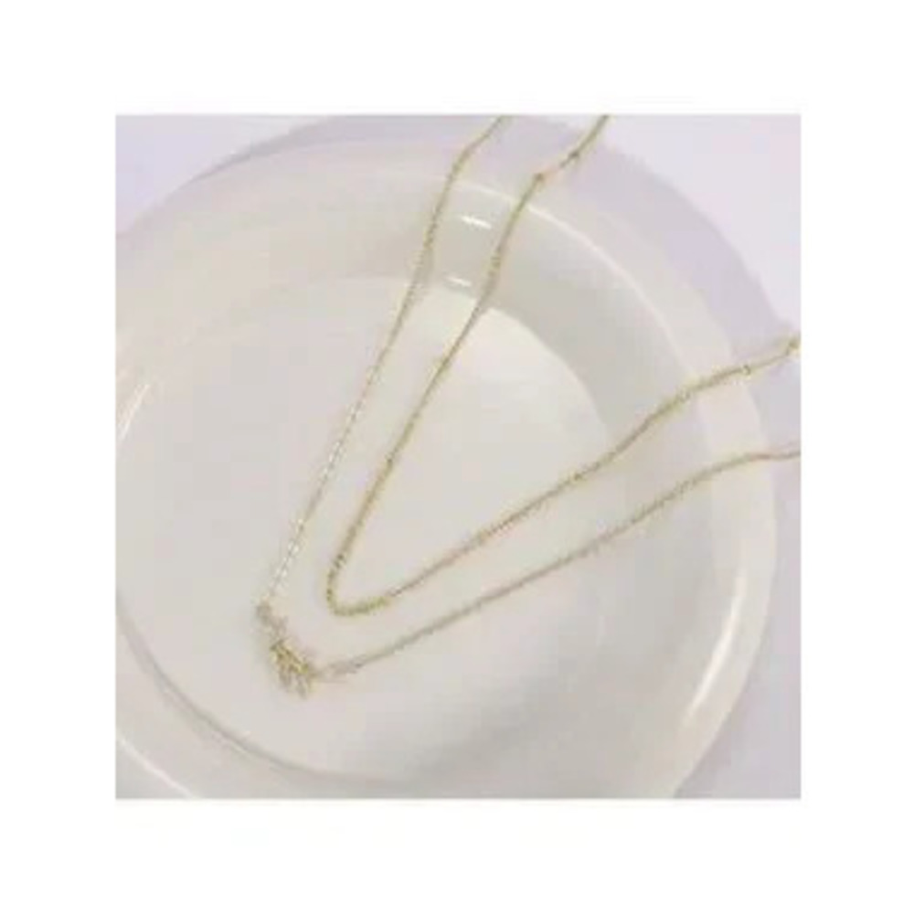 GOLD 14k Plated CZ Leaf Rhinestone 2pc Necklace Set